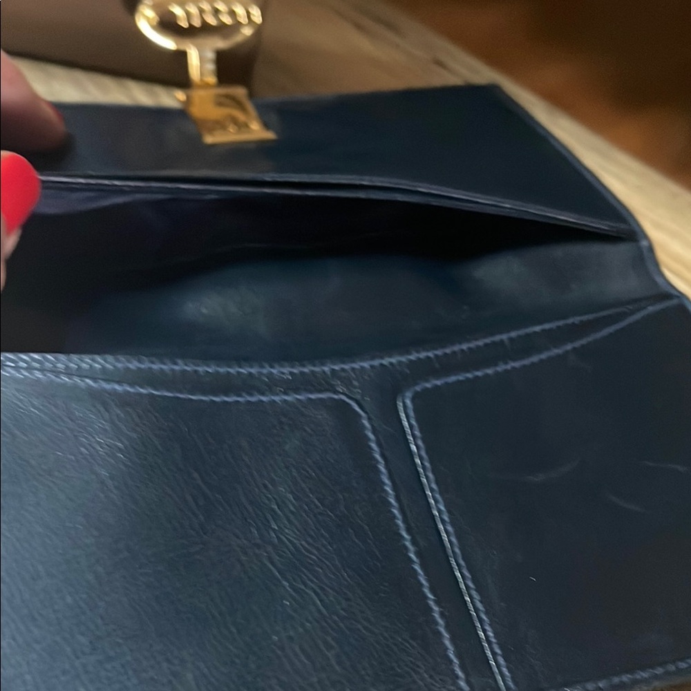 Authentic Gucci Navy Suede & Leather Vintage Wallet & Gucci Box - Picture 13 of 16